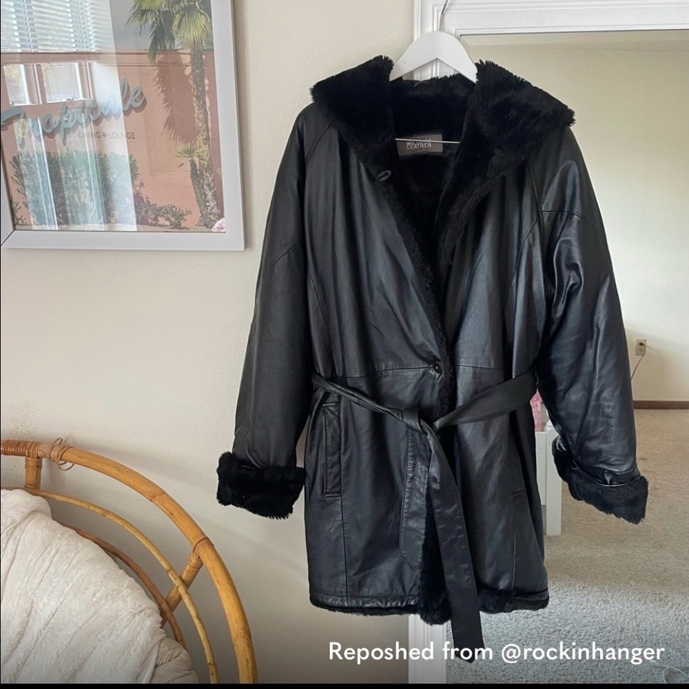 Wilsons Leather Black Belted Jacket